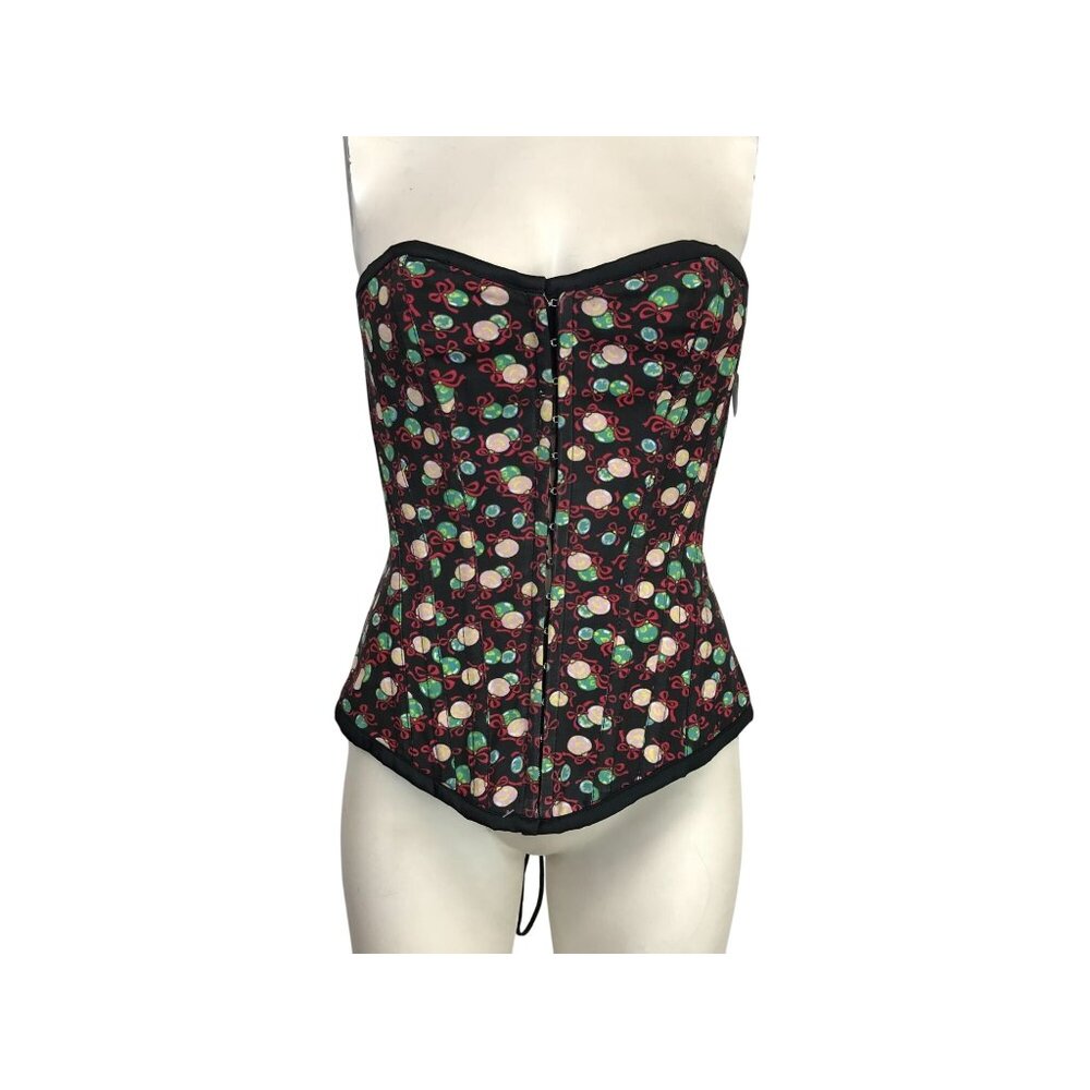 BURLESK - WOMEN'S SMALL - BLACK 100% POLYESTER LACE-UP BACK CHRISTMAS CORSET